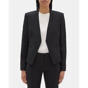 Theory Open Black Blazer in stretch wool